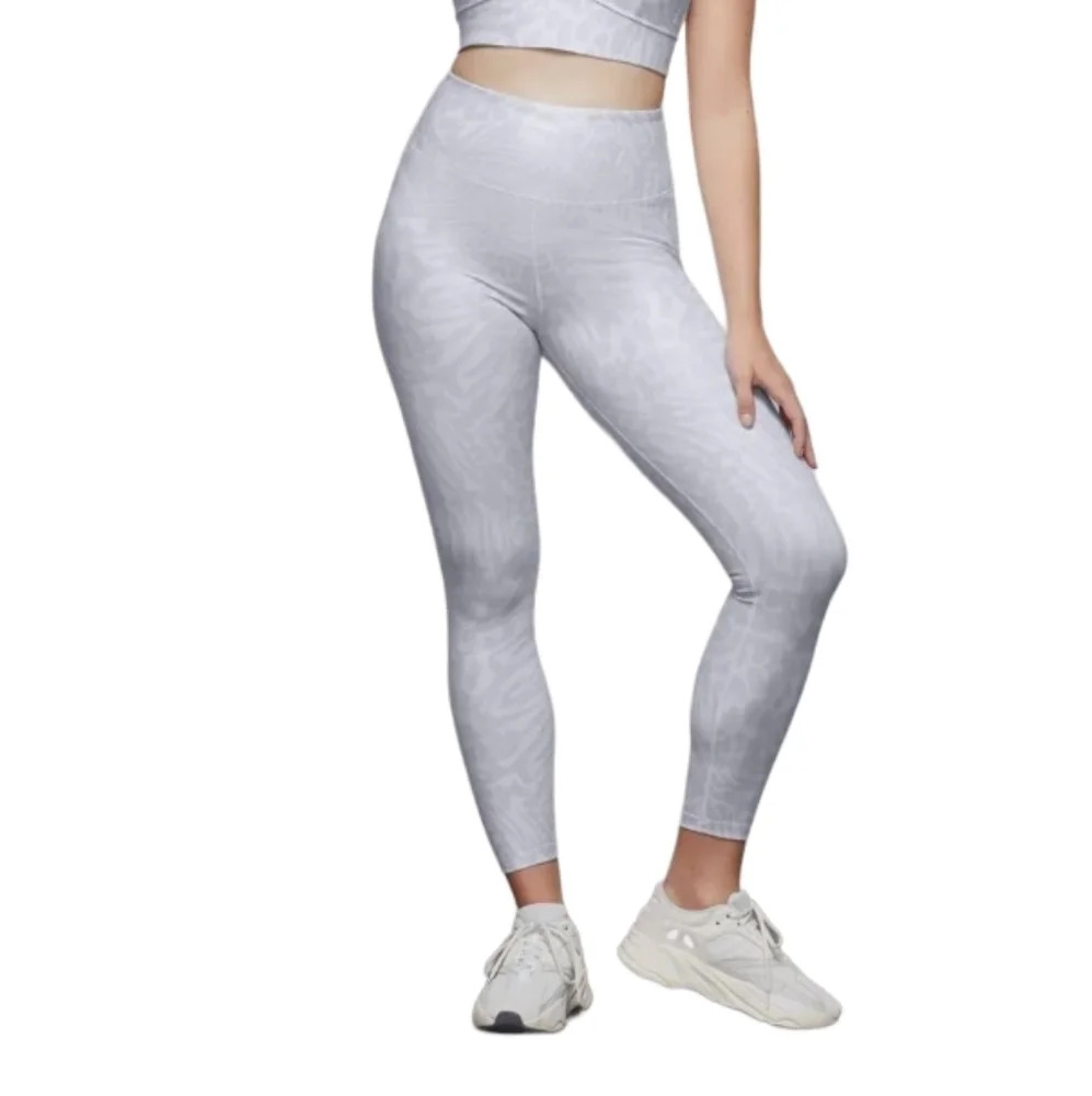 GOOD AMERICAN | Icy Snow Leopard  Foil Crop Athletic Yoga Leggings (Size S / 2)